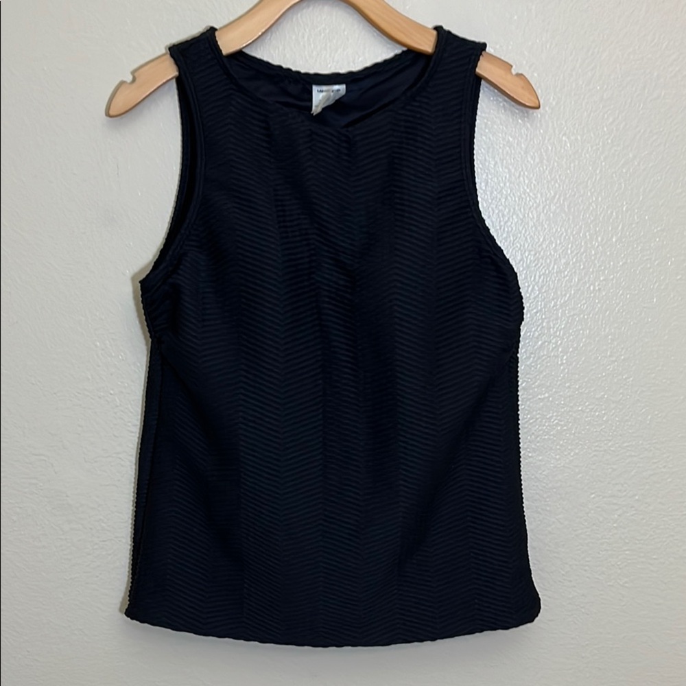 Lands' End Black Textured Sleeveless Tank Top